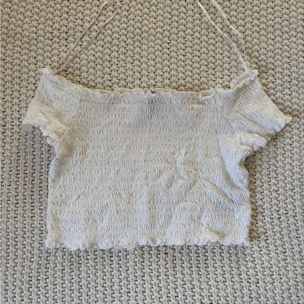 H&M white off shoulder crop top